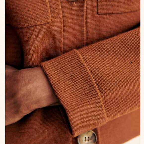 Sezane Betty Cardigan XSmall Noisette Hazelnut Tan Knit Wool French Causal - Picture 4 of 11